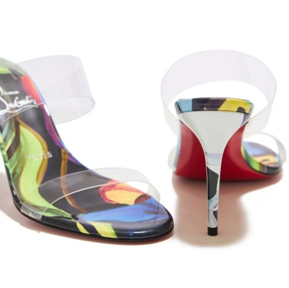 $945 Christian Louboutin JUST NOTHING 85 PVC/Leather Sandal Heels US 8.5 & US 9 - Picture 3 of 14